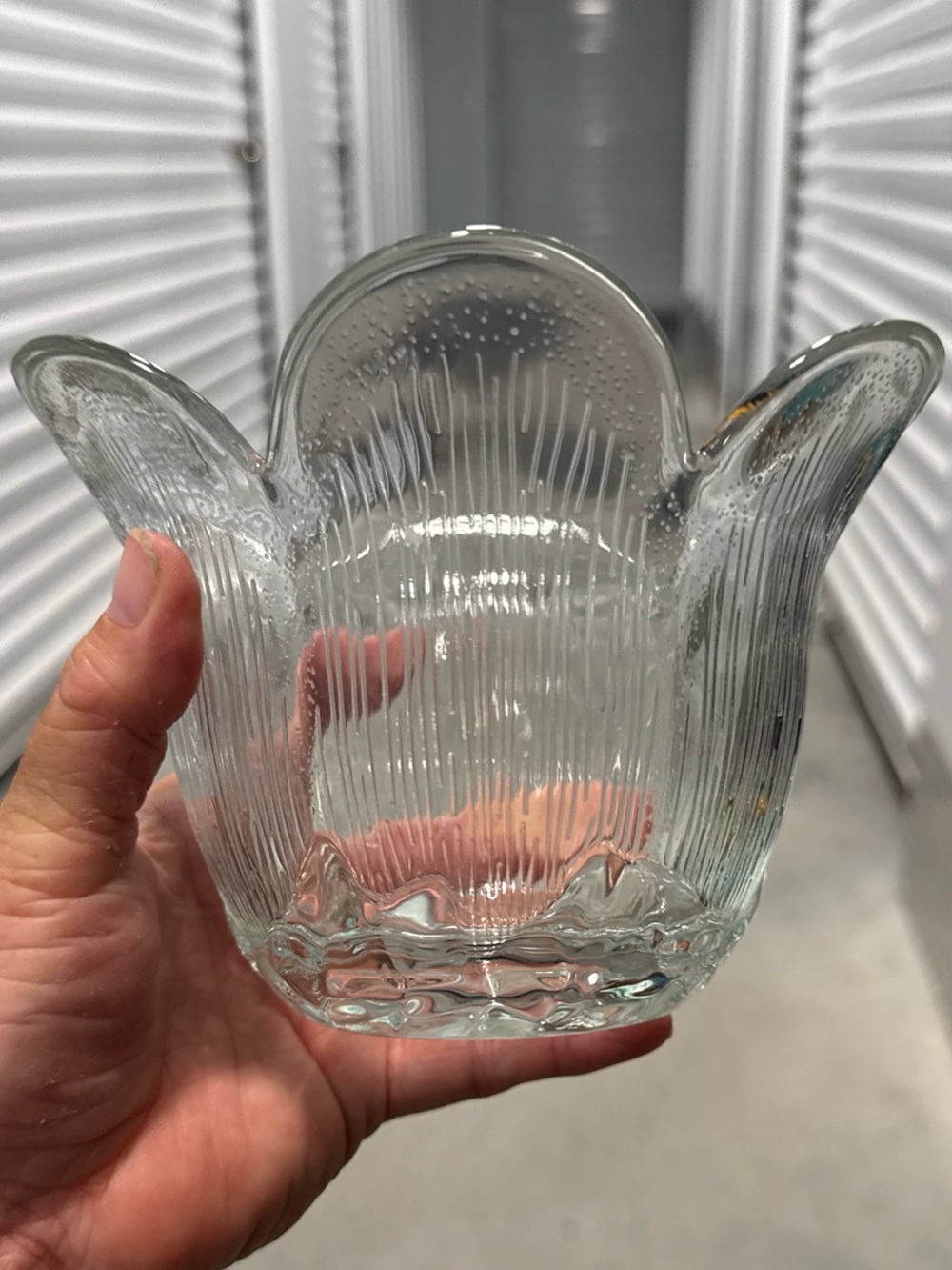 Clear Ribbed Glass Tulip Vase home interiors